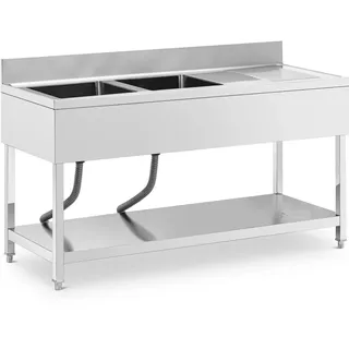 Royal Catering Spültisch 2 Becken Edelstahl 160 x 60 cm - Spültische Royal Catering