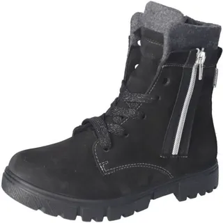 RICOSTA mit angesagter Stiefelette SOLEA durchs nasskalte Wetter echt Leder Reißverschluss Schnürung Warmfutter Mädchen Schwarz Größe 37 - Schwarz - 37
