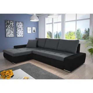 Ecksofa mit Schlaffunktion Faris - Couch mit Bettkasten, Big Sofa, Sofagarnitur, Couchgarniitur, Polsterecke (Schwarz + Dunkelgrau (Madryt 1100 + I... - Schwarz/Dunkelgrau