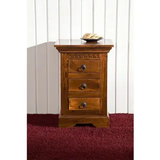 MASSIVMOEBEL24.DE | Oxford massiver Nachttisch #0502 - Honig, lackiert | 3 Schubladen | Kolonialstil | 40x38x59cm | Nachtkommode Nachtschrank Beistellschrank