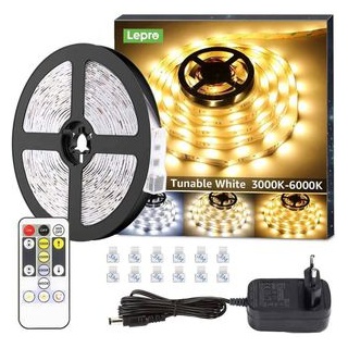 Lepro LED Strip Dimmbar 10M, LED Streifen 600 LEDs Warmweiss bis Kaltweiss, Weiß Band Lichterkette, Lichtleiste, Superhell Warmweiß Kaltweiss DIY Lichtband Leiste, Kette Stripes für Küche Deko