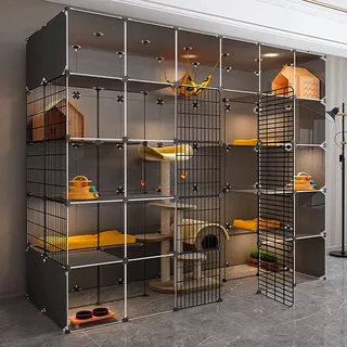 FANOYA Outdoor Katzengehege, Katzengehege Outdoor Groß, DIY-katzenlaufstall, Faltbar, Super Tragfähig, Dickerer Stahlrahmen, Sicherer, Einfach zu Montieren