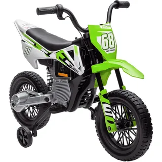 aiyaplay Elektro Kindermotorrad mit Musik, Kinder 2,4-5 km/h Elektro Motorrad mit 2 Stützrädern für Kinder von 3-6 Jahren Grün
