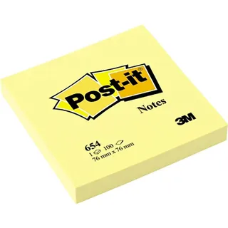 Post-it Haftnotiz Notes 654 76x76mm 100Blatt gelb