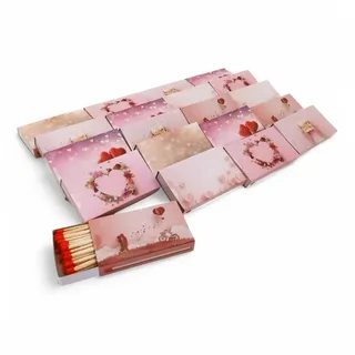 Camino 24 Schachteln XL Streichhölzer 10 cm Zündholzschachtel Zündhölzer für Valentinstag, Premium Streichholzschachteln, Herzen Motive Sicherheitsstreichhölzer Langzündhölzer (24)