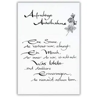 bsb Trauerkarte zur Beerdigung - liebevolle Beileidskarten mit Umschlag - Trauerkarte hochwertig mit Spruch-Motiv - Herzliches Beileid Karte Trauer - Kondolenzkarte in 11,5 x 17,0 cm