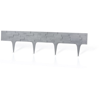 Lemodo Palisade biegbare Beetbegrenzung aus Kunststoff, LxH: 78x9.5 cm, Minizaun, erweiterbar, Kunststoff grau 316 cm x 9.5 cm