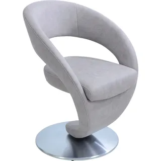 Drehstuhl K+W KOMFORT & WOHNEN "Wave", grau (hellgrau 83, drehteller in edelstahloptik gebürstet), B:62cm H:86cm T:61cm, 785: Microfaser, 100% Polyester, Stühle, Drehstuhl Esszimmerstuhl, Design-Drehstuhl, Drehteller in Edelstahloptik