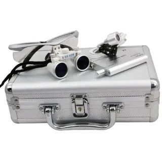 Dental Binokular Lupe Zahnarzt, 3.5X Lupenbrille LED Licht Kopflupe Oral Brillenlupe Vergrößerungsglas mit Box 420mm