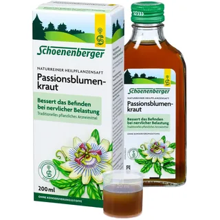 Schoenenberger - Passionsblumenkraut - 1x 200 ml Flasche | naturreiner Heilpflanzensaft - natürliche Unterstützung bei nervlichen Belastungen - traditionell pflanzliches Arzneimittel
