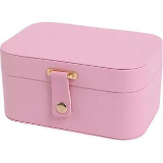 JORDAN&JUDY Schmuckbox mit mehreren Ebenen. Kleine Ohrringbox, Ring-Aufbewahrungsbox, Halskettenbox, Schmuck-Etui - 2 Ebenen, Pink
