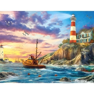 MOGTAA Leuchtturm Diamond Painting Erwachsene, 5D am Meer Diamant Painting Bilder Set, Full Drill Diamond Art Landschaft Diamant Malerei für Home Dekor 30x40cm