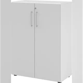 bümö Aktenschrank abschließbar, Büroschrank Holz 80cm breit in Weiß/Grau - abschließbarer Schrank mit Aktenregal für's Büro & Arbeitszimmer, Büro