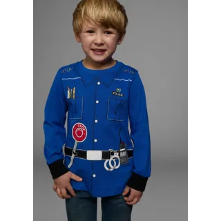 Kidsworld Langarmshirt KIDSWORLD "POLIZEI", Jungen, Gr. 140/146, blau (royalblau), Single Jersey, Obermaterial: 100% Baumwolle, bedruckt, Basic, Rundhals, Shirts Langarmshirt, Langarm, Basic-Passform, bedruckt, Rundhalsausschnitt
