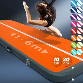VENDOMNIA Airtrack Matte, 10/20cm hohe aufblasbare Gymnastikmatte in Länge 1/2/3/4/5/6/7/8 m, mit elektrischer Pumpe & Tasche, Tumbling Matte, Turnmatte, Trainingsmatte, Fitnessmatte, Sportmatte,Yoga