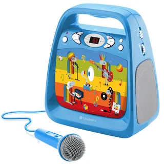 GOGEN Kinderkaraoke und CD Player I USB I MP3 I Mikrofon inklusive I Kopfhörerausgang I tragbar I Batterie oder Netzteil I Bluetooth I Hergestellt für Kinder I Blau