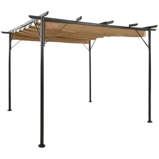 vidaXL Pergola mit Ausziehbarem Dach Taupe 3x3 m Stahl 180 g/m2