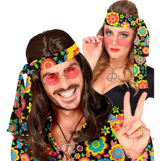 W WIDMANN MILANO Party Fashion - 60er und 70er Jahre Stirnband, Haarband, Accessoire für Hippie, Flower Power, Karneval