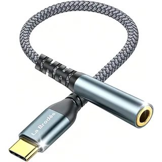 La Brodée USB C auf 3.5mm Klinkenstecker, Aux auf USB C Kopfhörer Adapter | Typ C auf 3,5mm Aux Digital Audio USB C auf Klinke Adaptor Kompatibel mit iPhone15/16,Galaxy Pixel,i Pad Pro,Huawei,Xiaom