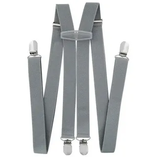 axy Hosenträger für Herren breit 2,5 cm in H-Form mit 4 Hosenträger Clips extra stark längenverstellbar (Grau) - Einheitsgröße