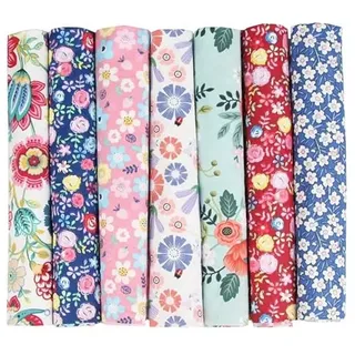 7 Stück Baumwollstoff Patchwork Stoffe Paket 25 x 25cm Baumwolle tuch DIY Handgefertigte Nähen Quilten Stoff Stoffreste Bunte Baumwollstoff Set zum Nähen Scrapbooking Quilten Handwerk -Blumen #2