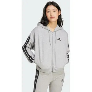 adidas Essentials 3-Streifen French Terry Kapuzenjacke Medium Grey Heather / Black S
