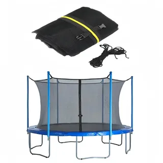Generisch Neu Trampolin Sicherheitsnetz 244 305 366 427 cm Ersatznetz Tampolin innenliegend Netz mit Reißverschluss und Schnallen, Schutznetz für Gartentrampolin, für 6/8 Stangen, Netzhöhe 170 cm