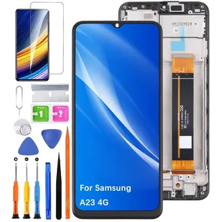 HLYGZX Display für Samsung Galaxy A23 4G LCD Bildschirm Ersatz,A235F A235F/DS Display Bildschirm Digitizer Assembly Reparaturteile Kit(Schwarz mit Rahmen,Nicht für A23 5G)