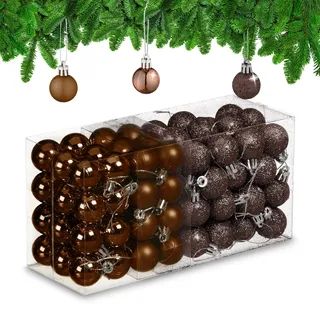 Relaxdays Weihnachtskugeln 96er Set, glitzernde, Matte & glänzende Baumkugeln, Weihnachtsbaumdeko, Kunststoff, Farbwahl