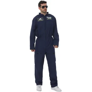 MUWO Raumfahrt Kostüm für Erwachsene MIESEPETER – Pilot Kampfjet und Astronaut – 100% Polyester, reguläre Passform, für Karneval und Volksfeste (Pilot Navy, L/XL)