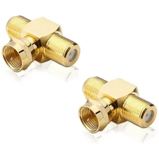 conecto Sat-T-Stück 1-mal F-Stecker / 2-mal F-Buchse vergoldet 2x SAT-Kabel