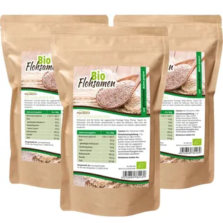 Mynatura Bio GANZE Flohsamen 99% Reinheit (3 x 1000g Beutel)