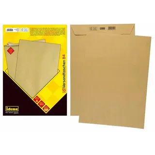 IDENA Versandtaschen 10241, braun, B4, ohne Fenster, haftklebend, Kraftpapier, 10 Stück