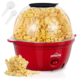 Homelux Popcornmaschine Popcorn Maker 450W Mini Popcorn Maschine inkl. Messlöffel Antihaftbeschichtung Snack Popper Ohne Fett Öl für Zu... & Rot