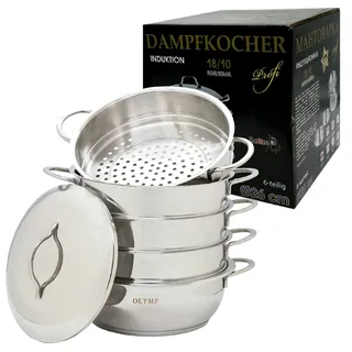 olymp handels gmbh Mantowarka Dampfkocher Ø26 cm 6Tlg Dampfgarer Edelstahl Induktion