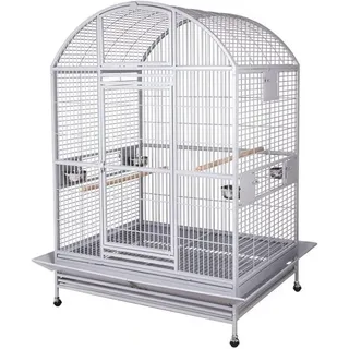 Montana Cages Vogelkäfig Papageienkäfig Grande Castell, XL Voliere, Platinum, 147 x 122 x 192 cm silberfarben
