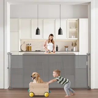 Vevor einziehbares Babygitter 87 cm hoch, ausziehbar bis 180 cm breit, Gitter für Kinder oder Haustiere, Netzmaterial, einfach zu installieren, für