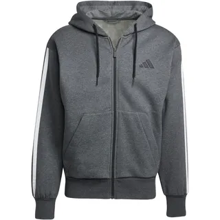 adidas Herren Kapuzensweat Essentials 3-Streifen Fleece Jacke JL9824 - Dark Grey heather/black XXL