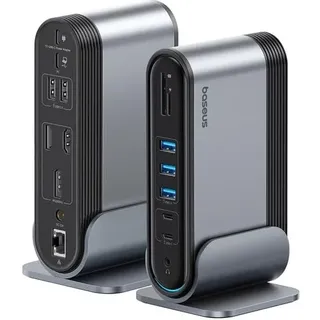UnionJoy USB-C Docking Station 2xHDMI4K@60Hz 1xDP4K@60Hz 3xUSB-A3.0 2xUSB-C3.0 2xUSB-A2.0 1xRJ45 PD PC 1xSD+TF 1x3.5mm minijack - Grey USB-Hubs - USB 3.0 - 17 - Grau