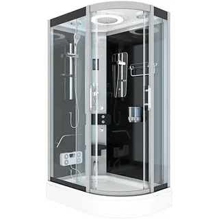 AcquaVapore D60-73T0R Komplettdusche mit Schiebetür 80 x 120 cm Schwarz Sicherheitsglas