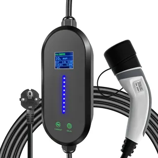 ZHIBANG Typ 2 Ladekabel 7M EV Ladegerät Schuko 16A 3.6KW | IEC 62196-2 Typ 2 EV Ladegerät, Schuko, 7m Kabel, einstellbarer Strom 8A/10A/13A/16A, 16A 3,6kW, Gilt für PHEV/EV