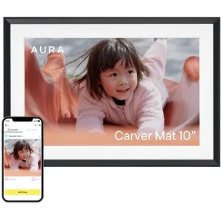 Aura Carver Intelligenter digitaler Bilderrahmen 10,1 Zoll HD WLAN Cloud Digitaler Fotorahmen, Kostenloser unbegrenzter Speicherplatz, Fotos von überall aus senden – Gravel with White Mat