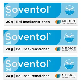 Soventol Gel 3 x 20 g bei Insektenstichen & Juckreiz auf der Haut - kühlende & abschwellende Wirkung - für die ganze Familie - für die Reiseapotheke