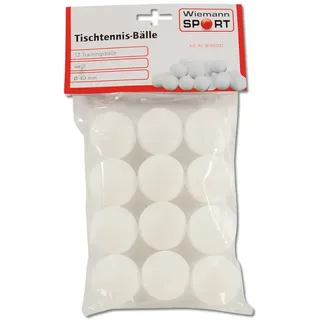 Wiemann Lehrmittel Tischtennis-Bälle, Trainingsbälle, 12 Stück, weiß, Ø=40 mm