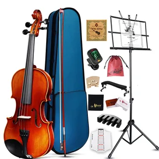 Aileen MUSIC Aileen 4/4 Geige Erwachsene Anfänger, Violine Set für Kinder ab 12+ Jahre, Massive Europäische Fichte Violine mit Notenständer