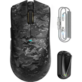 ATTACK SHARK X11 Ultra Kabellose Gaming-Maus mit C06 Ultra LED-Kabel, Carbonfaser-Verbundgehäuse, 54L15 MCU, PAW3950MAX, 8000Hz, BT/2.4G/Wired, bis zu 42000 DPI (Schwarz)