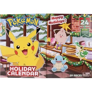 Pokémon PKW4116 - Adventskalender 2025 – Mit 16 exklusiven Battle-Figuren (ca. 5 cm) und 8 festlichen Zubehörteilen, offizieller Pokémon Kalender mit 24 Überraschungen