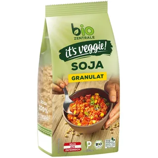 biozentrale it ́s veggie! Soja Granulat | 6 x 250 g proteinreiche Fleischalternative aus 100% texturiertem Bio-Sojamehl | Soja aus Österreich | vegan, einfach und vielseitig zuzubereiten