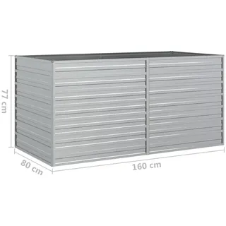 vidaXL 1.6-6m Hochbeet 160 x 80 x 77 cm Silbern