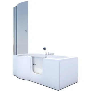 SeniorBad Seniorendusche und Badewanne mit Tür S12D-TH-R Dusche 85x170cm | weiß